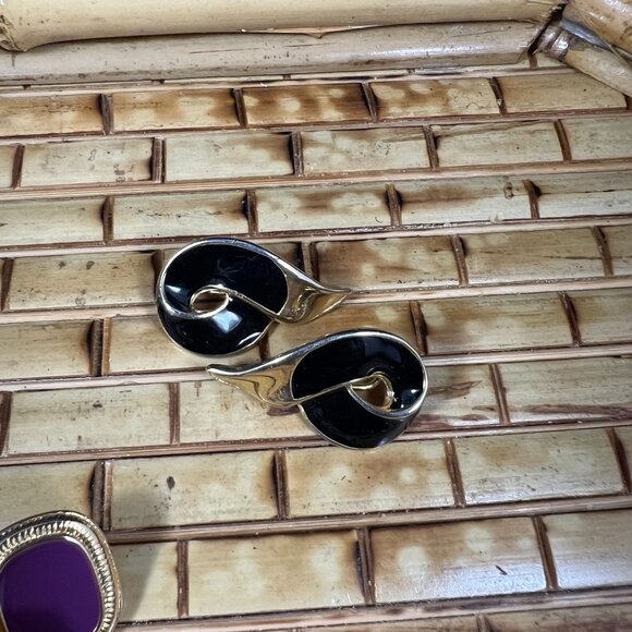 Set Of 6 Pairs Vintage-Inspired Earrings Gold Black & Purple Mixed Metals For Wo - Picture 4 of 8